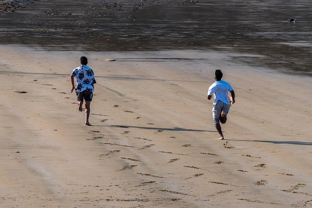 men, nature, run, sprint, competition, sports, beach, fun