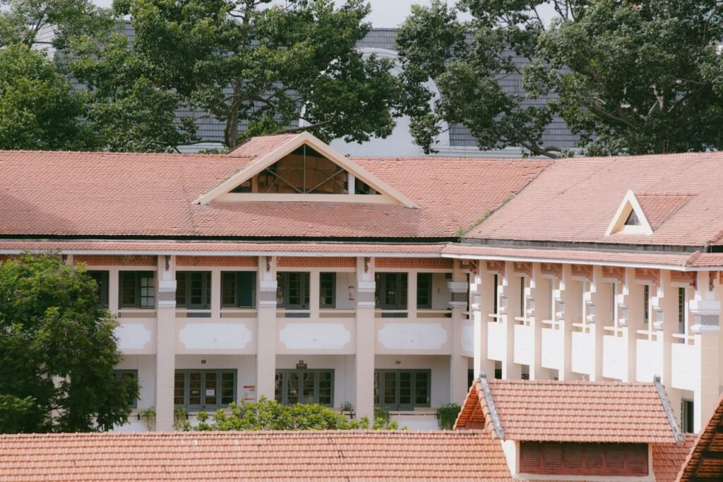 Colonial-style architecture at Saigon University, Ho Chi Minh City, Vietnam.